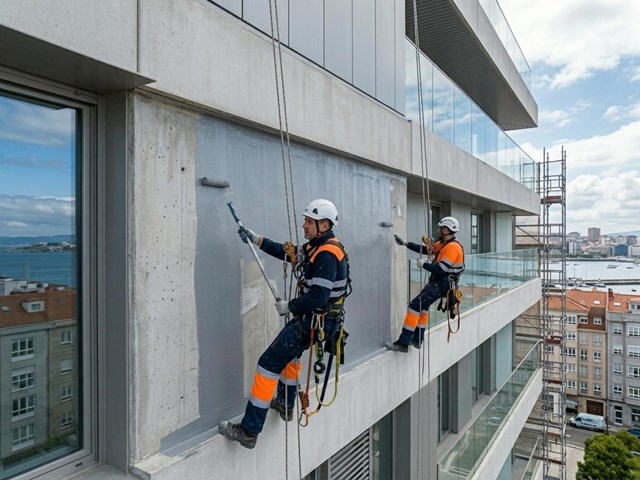 Rehabilitación de fachadas mediante trabajos verticales en A Coruña