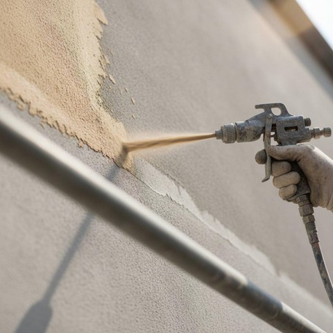 Revestimiento de fachadas con corcho proyectado en A Coruña - Imagen 1